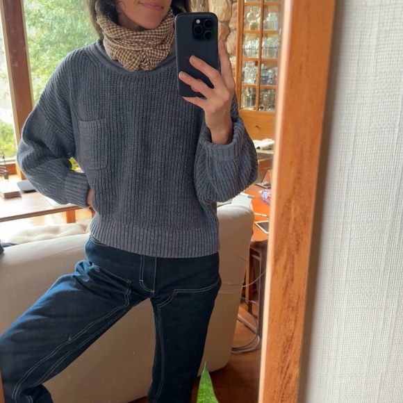 GAP cotton knit pullover sweater gray blue M - Picture 2 of 4